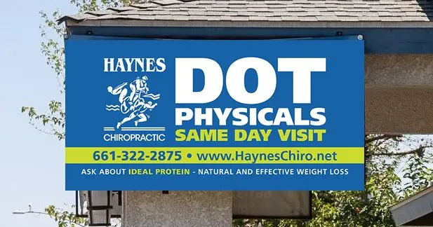 The DOT Physicals, Same Day Visit sign outside the office